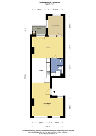 Floorplan - Potgieterstraat 53-1, 1053 XT Amsterdam